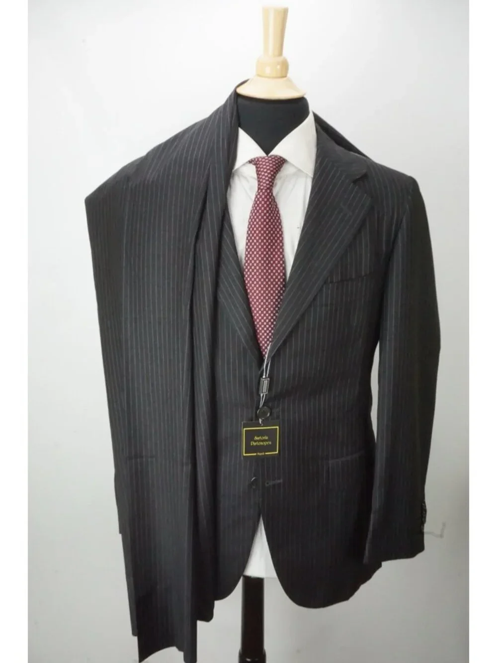 Sartoria Partenopea Charcoal Striped 2 Pc Suit Jacket Pant 50 EU NEW